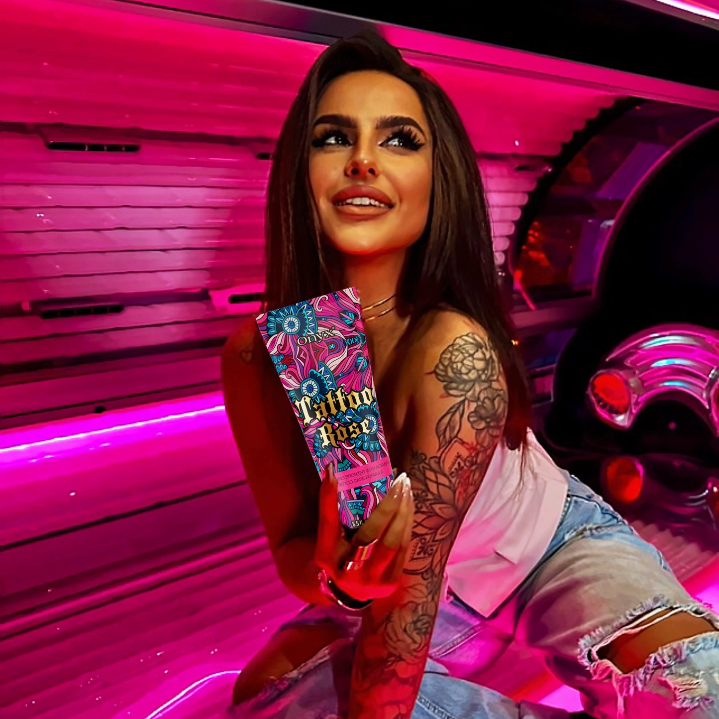 Tattoo Rose Bräunungsbeschleuniger mit Bronzer und Schutz für Tattoos