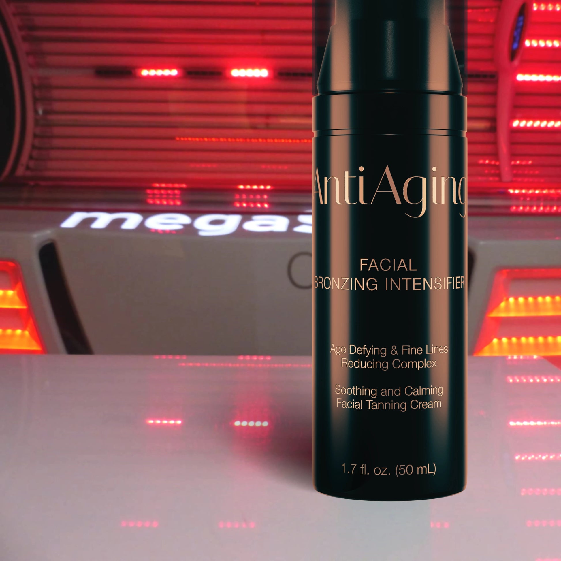 Onyx Anti-Aging Gesichtsbräuner vor rotem Megasun-Solarium