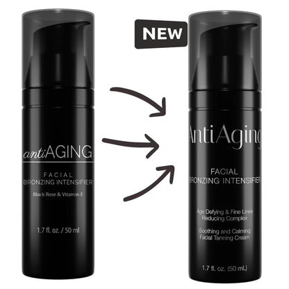 Verpackungsvergleich alt vs. neu von Onyx Anti-Aging Gesichtsbräuner