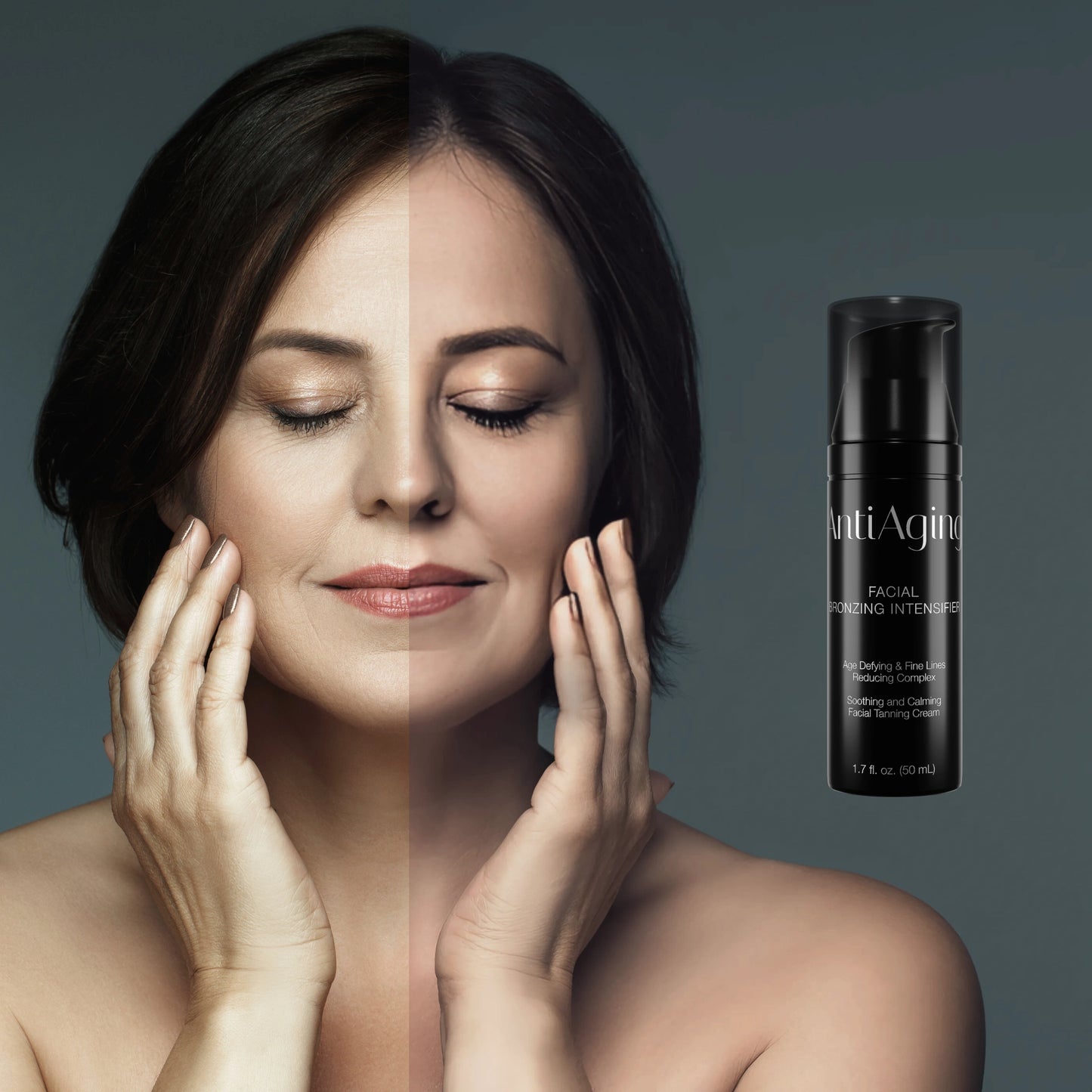 Vorher-Nachher-Effekt mit Onyx Anti-Aging Gesichtsbräuner