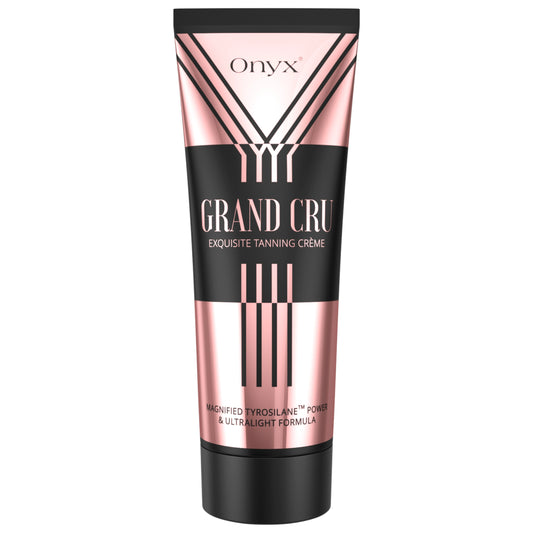Produktbild der Onyx Grand Cru Bräunungslotion – luxuriöse weiße Creme mit Tyrosilan-Komplex für intensive Bräune im Sonnenstudio