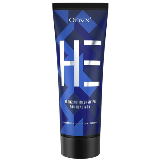 Onyx HE Bräunungslotion für Männer Produktabbildung – Tube mit blauer Verpackung