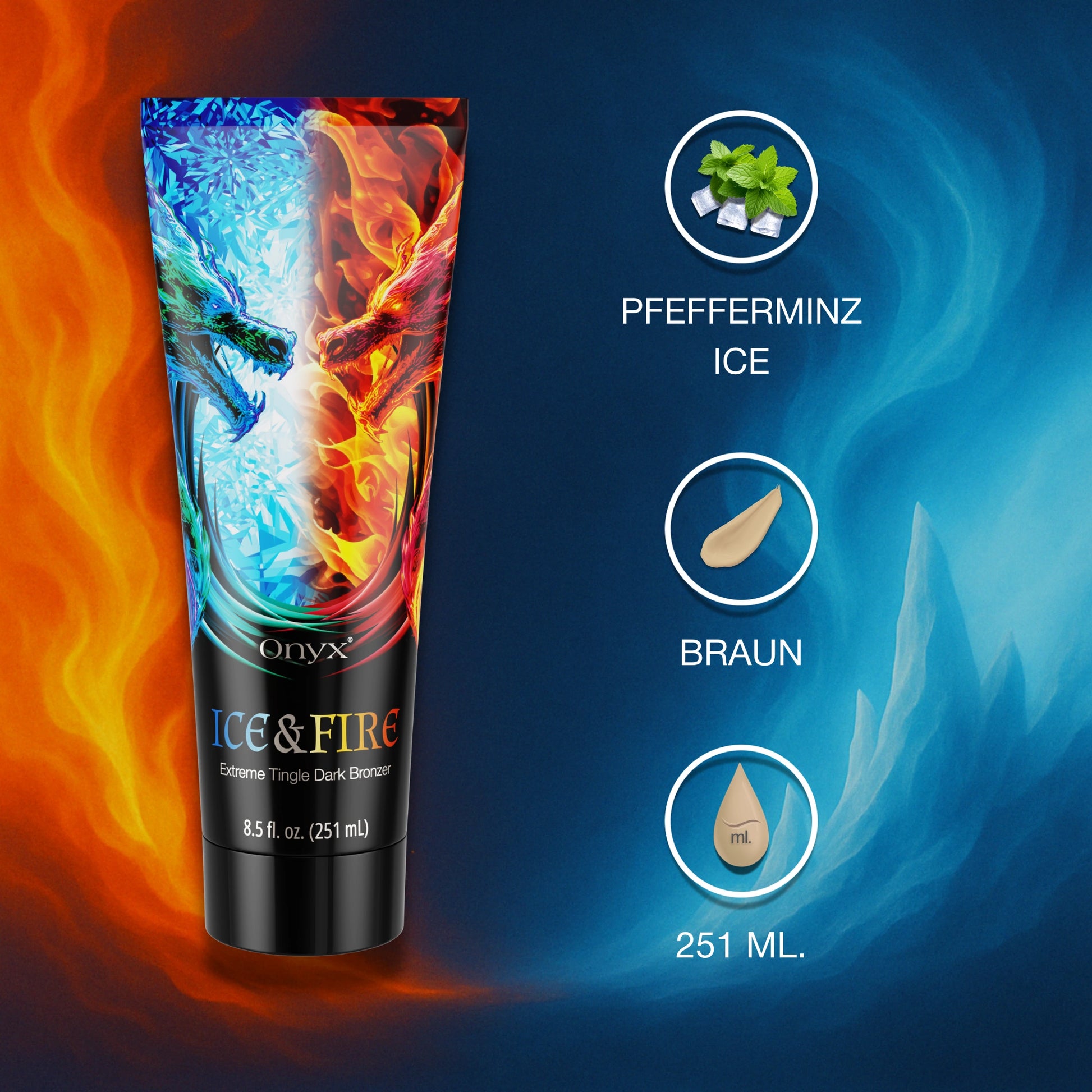 Onyx Ice & Fire Produktpräsentation mit Duftnote, Konsistenz und Füllmenge