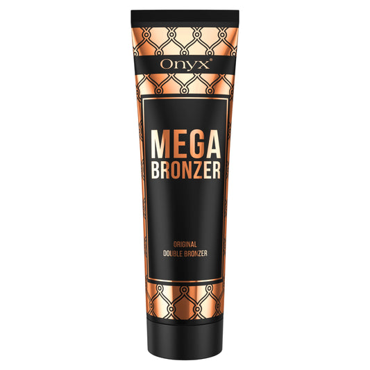 Onyx Mega Bronzer Solarium Creme mit doppelter Bräunungskraft, luxuriöse Tube in Schwarz mit Kupferdesign für besonders tiefe Bräune