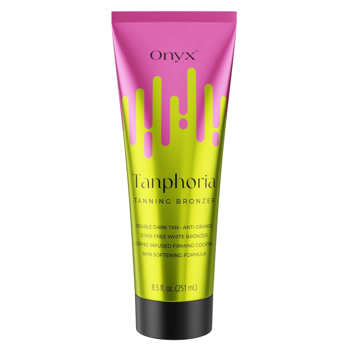 Onyx Tanphoria Bräunungslotion als Produktaufnahme vor weißem Hintergrund